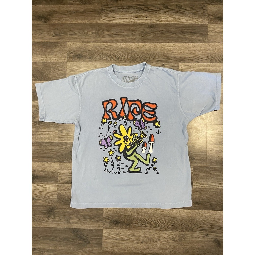 Ripe Band Shirt Size Large Blue Funk Pop Music Flower Graphic